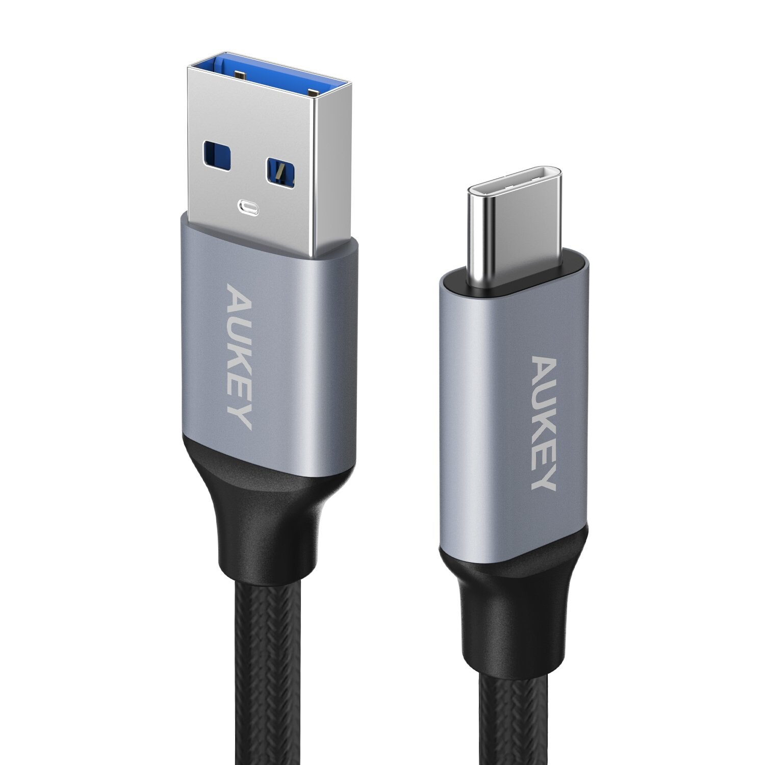 AUKEY CB-CD2 Nylon Alu Kabel USB-A zu USB-C schwarz 1m