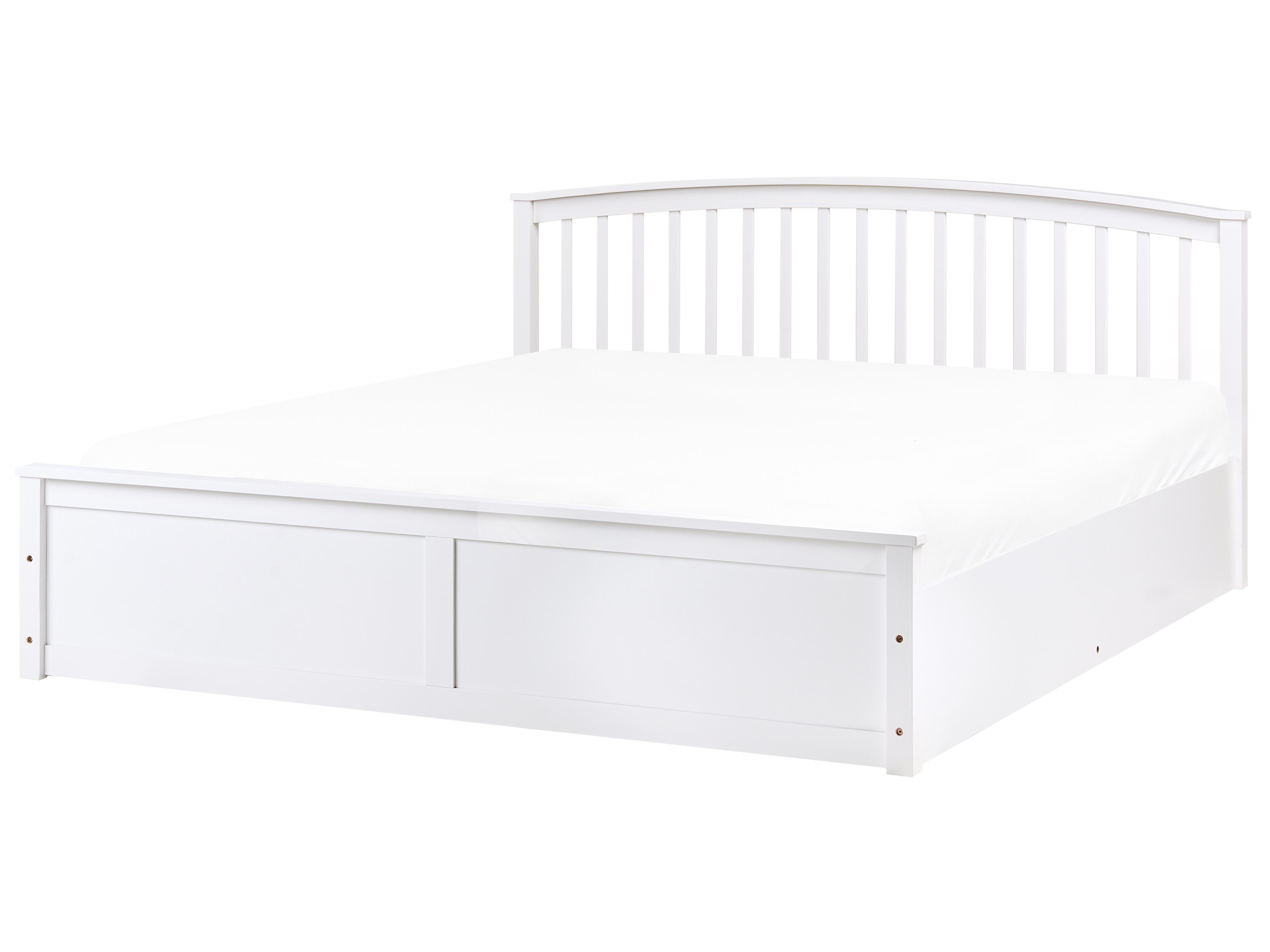Bed met opbergruimte Dennenhout CLARBEC 180 x 200 cm Wit