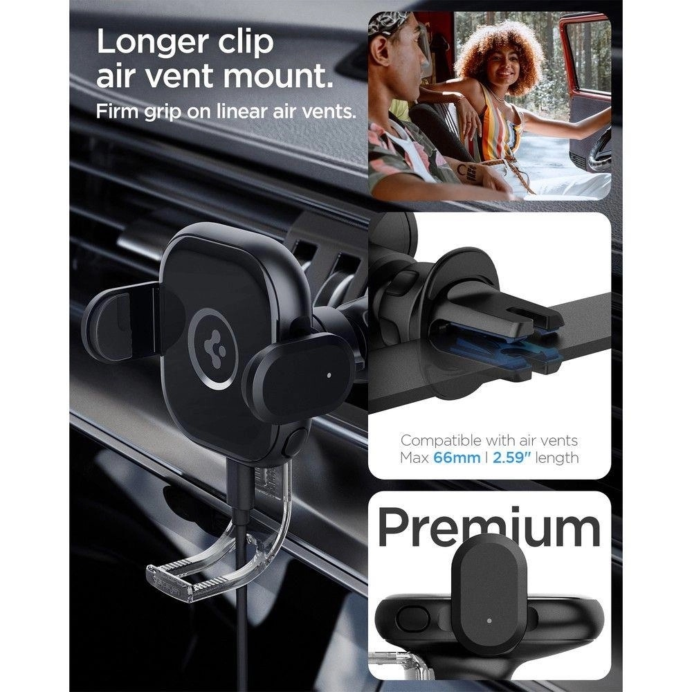 (15W) OneTap Qi Wireless Auto KFZ Smartphone Halterung Ladegerät für Lüftungsgitter mit Automatik Verriegelung (ACP01279) - Schwarz
