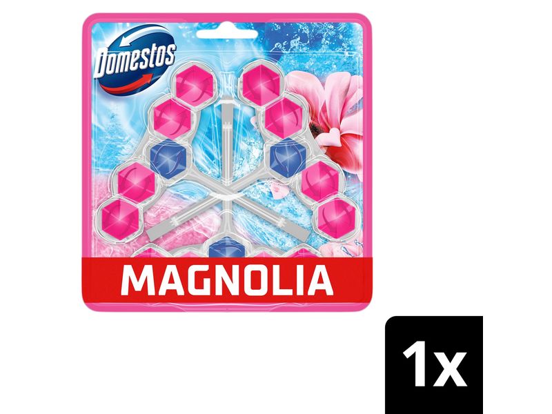 Domestos WC-Reiniger Power 5 WC Stein Magnolie 3 Stück Einhänger für die Toilette für hygienische Reinheit