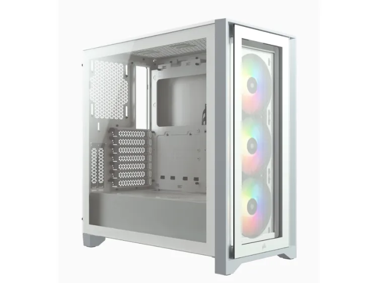 Corsair iCUE 4000X RGB – Miditower - ATX - ingen strømforsyning - Hvid - USB/Lyd