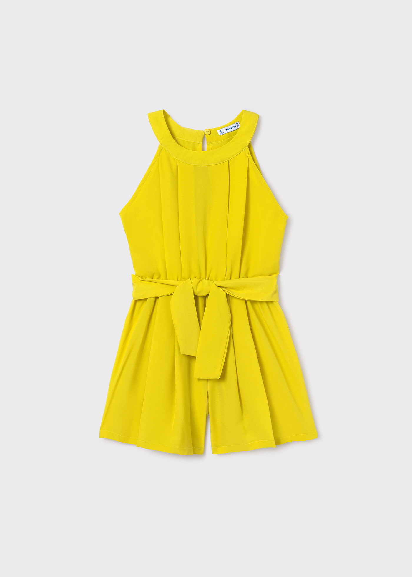 Macacão de crepe com decote halter para menina