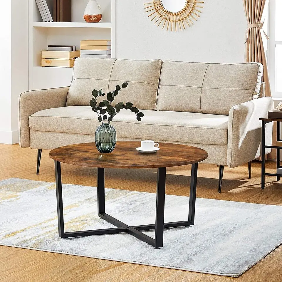 Parya Home - Salontafel - IJzer & Hout - Vintage - Donkerbruin