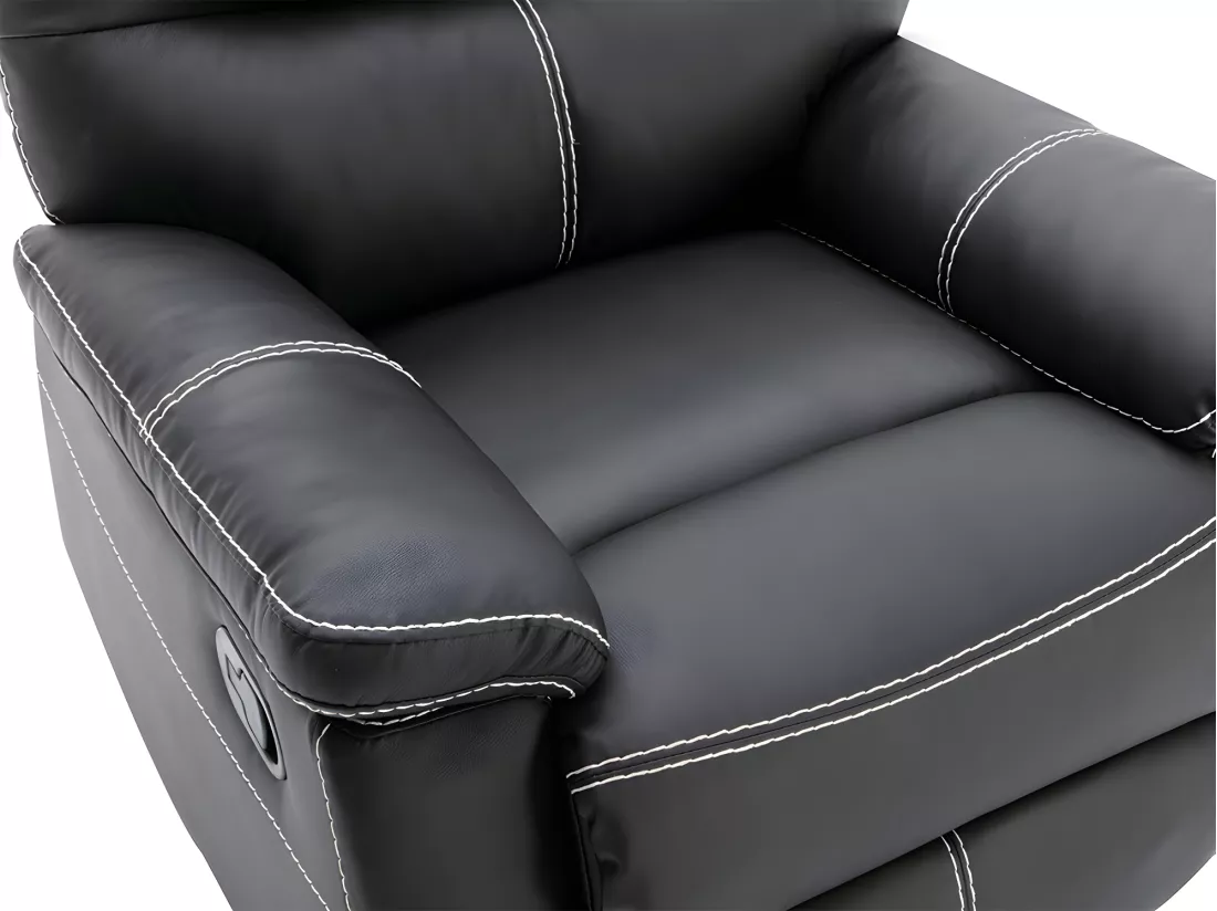 Canapé 3 places et un fauteuil relax en simili noir CANBY