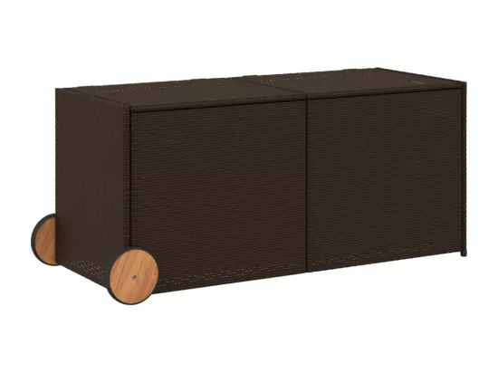 Prolenta Premium - Boîte de rangement de jardin et roues marron 283L poly rotin