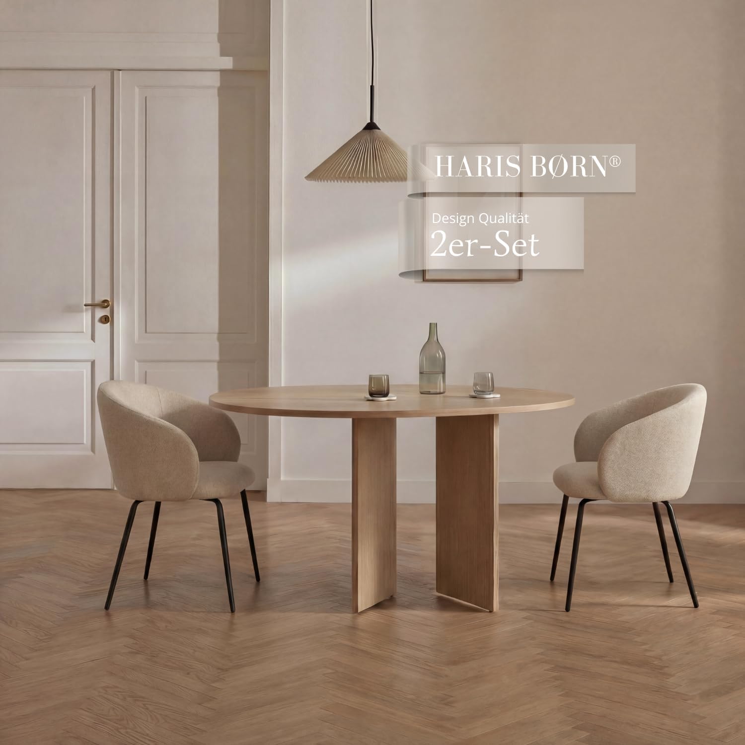 Design Dining Room Chairs (2er Set) Beige - skandinavische Esszimmerstühle in Zeitloser Form, Premium Polsterstuhl Esszimmer, moderner Dining Chair, 30 Tage risikofrei testen