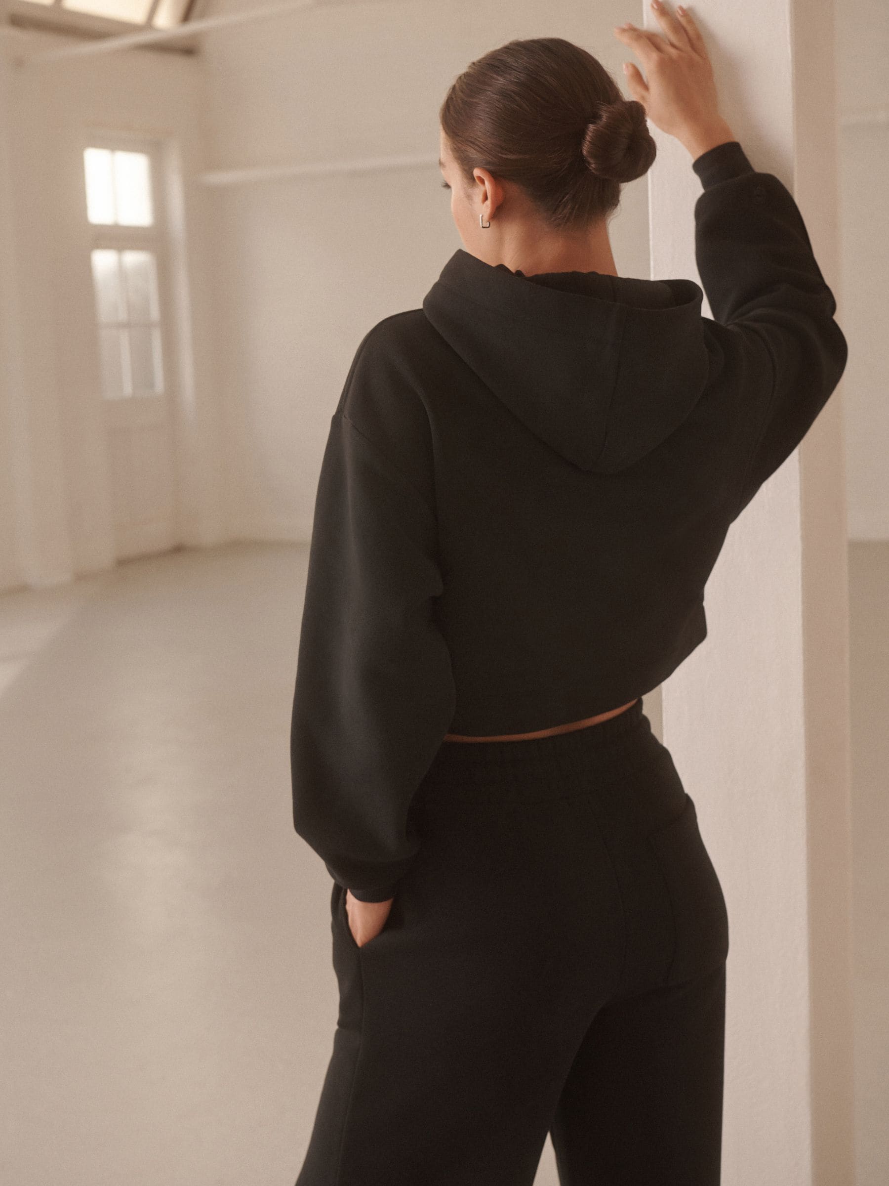 Zwart - Active Cropped Hoodie