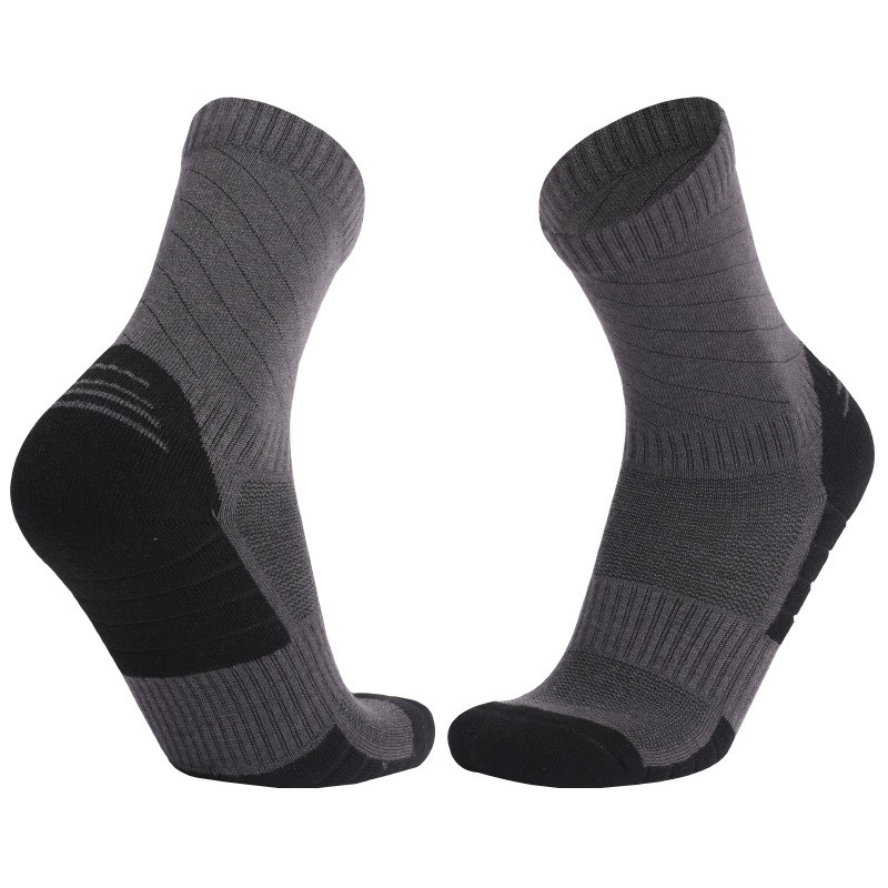 (3 Paar) Gr. L 40-45 Merino Wollsocken Outdoor Wander Socken - Grau