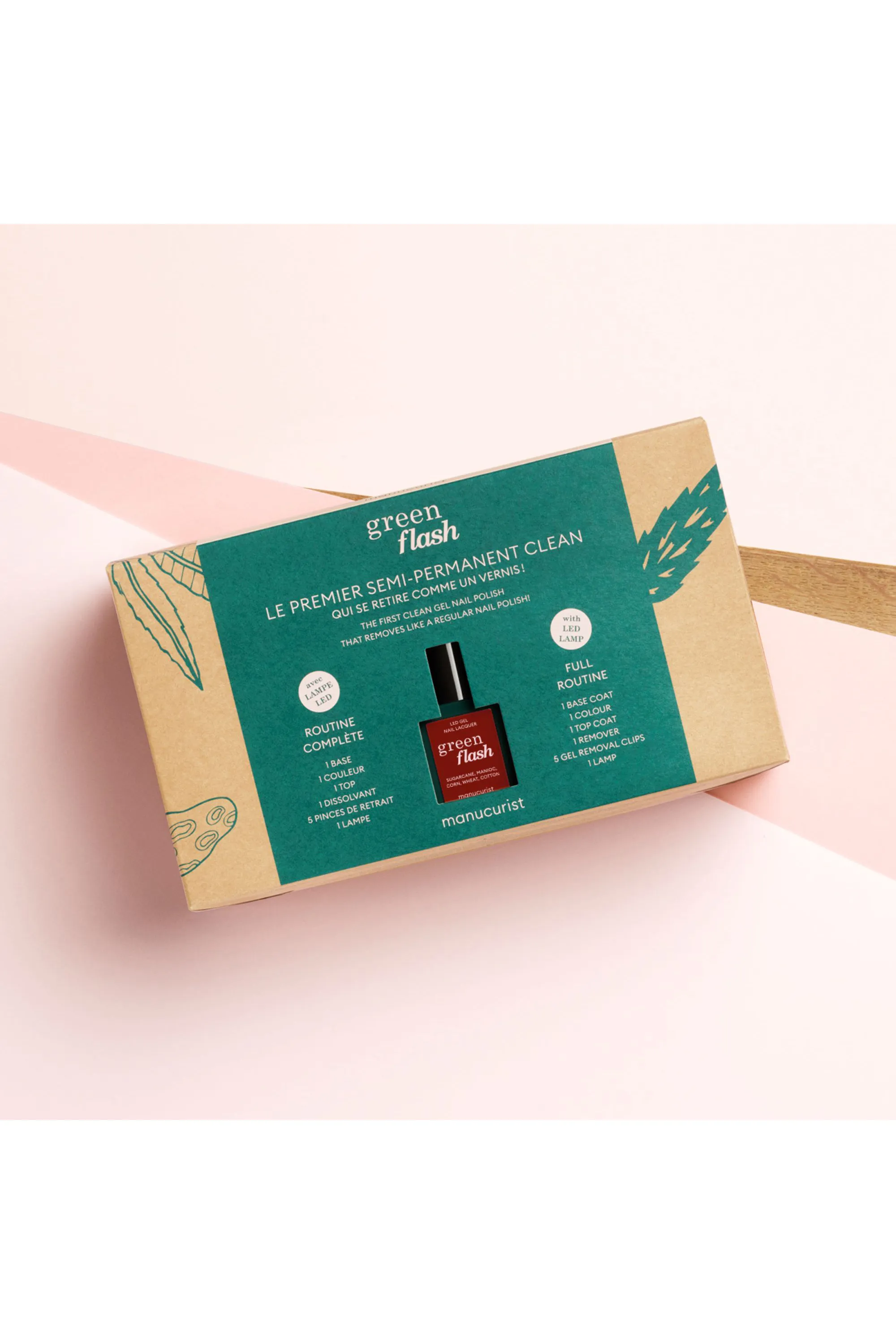 Manucurist Coffret routine semi-permanent Green Flash Lampe 24W vernis de couleur offert-800 g