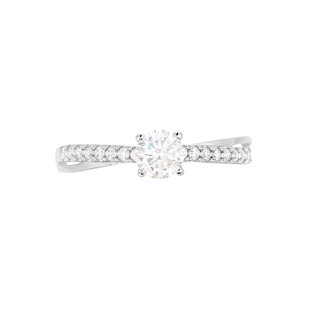 Bague Solitaire Kanel Or Blanc Oxyde De Zirconium