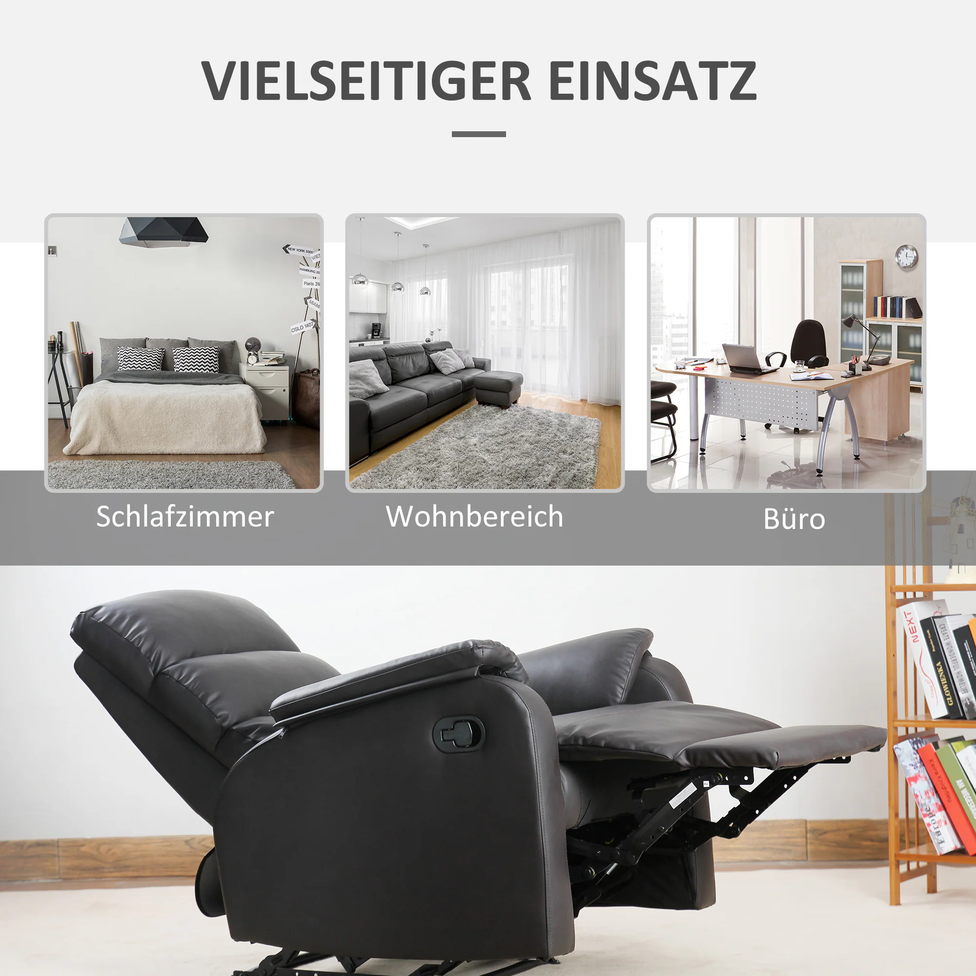 HOMCOM Relaxsessel verstellbar bunt 75L x 92B x 99H cm