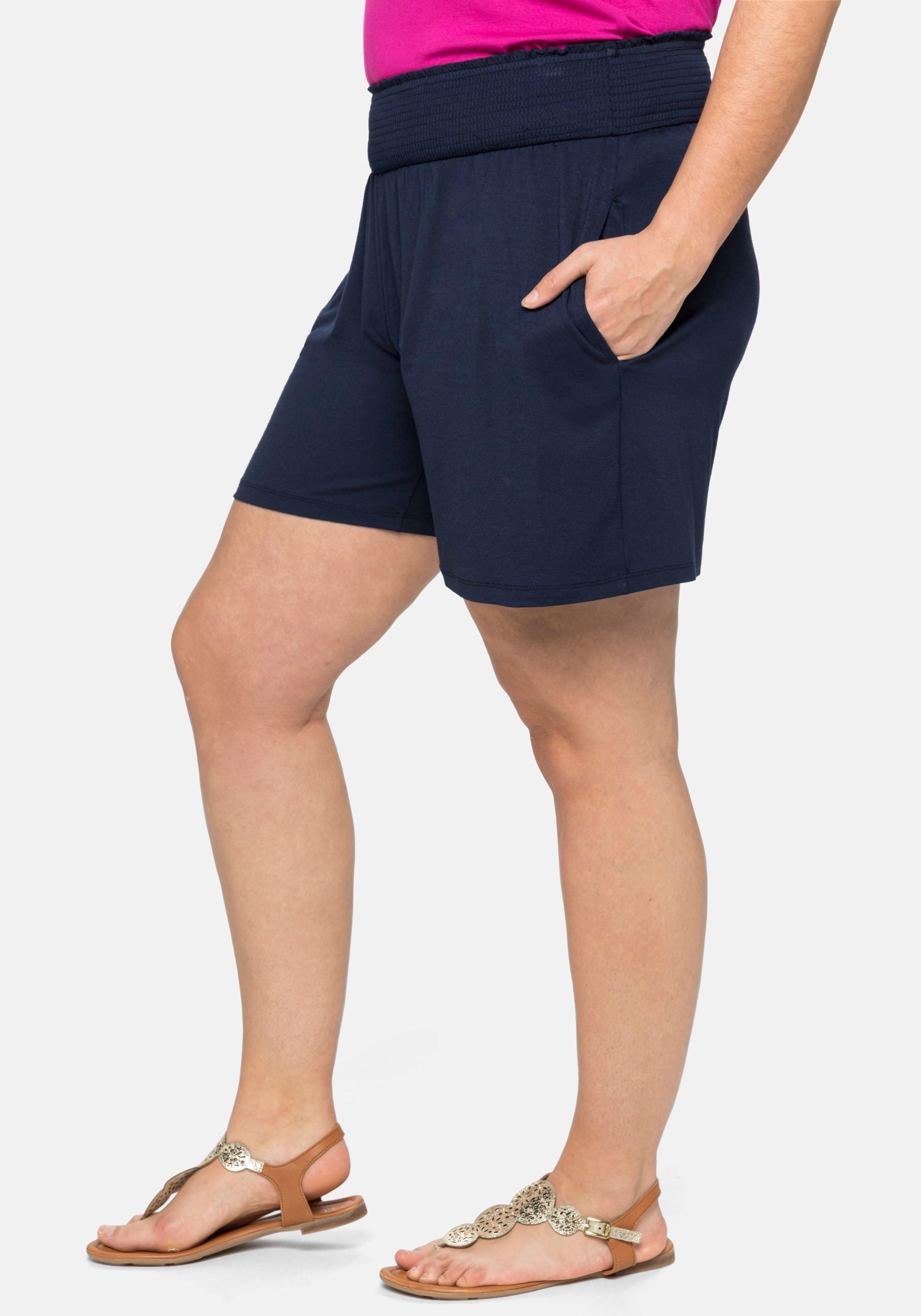 Jerseyshorts mit Smokbund und zwei Taschen