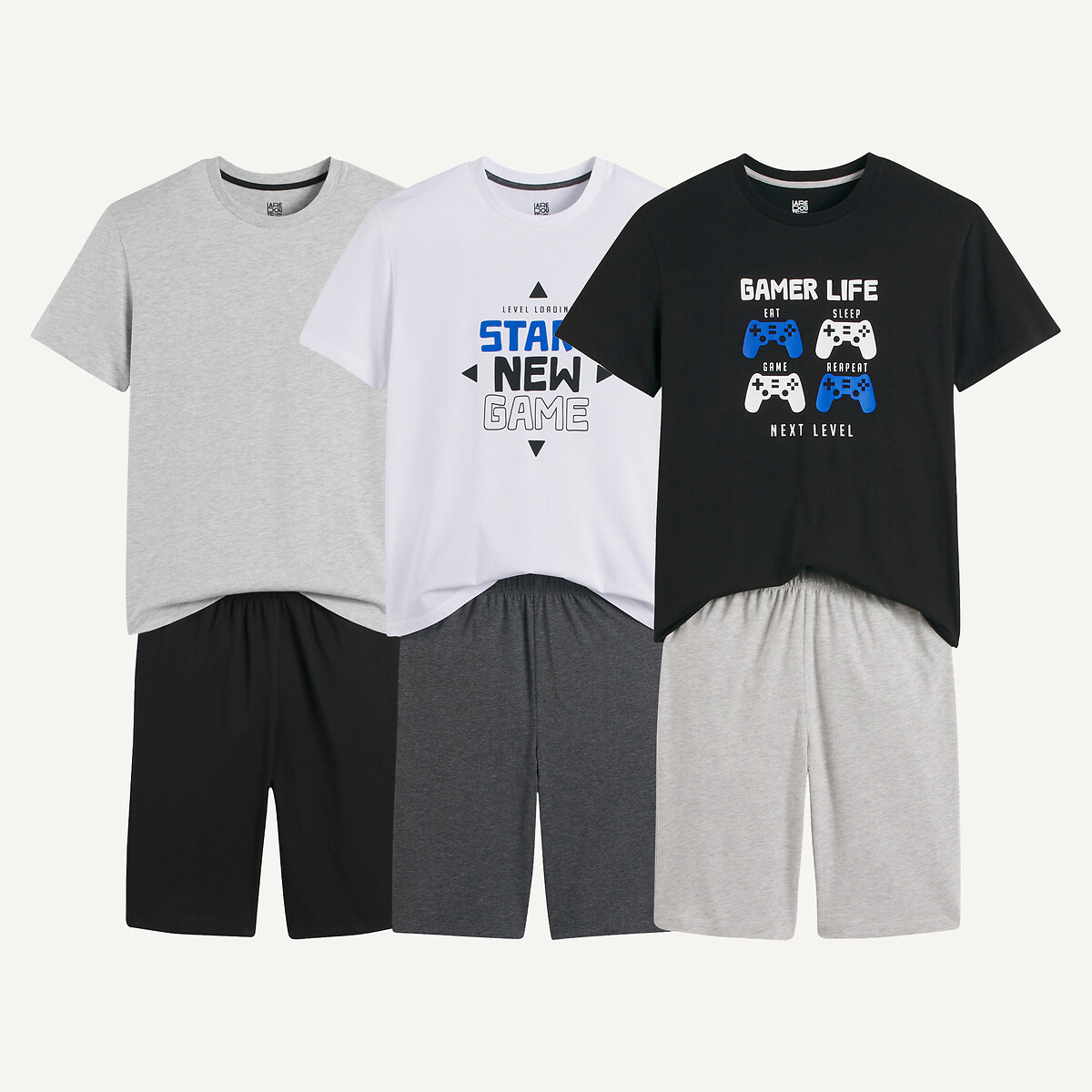 COLEÇÃO LA REDOUTE<br>Conjunto de 3 shorts de pijama de algodão
