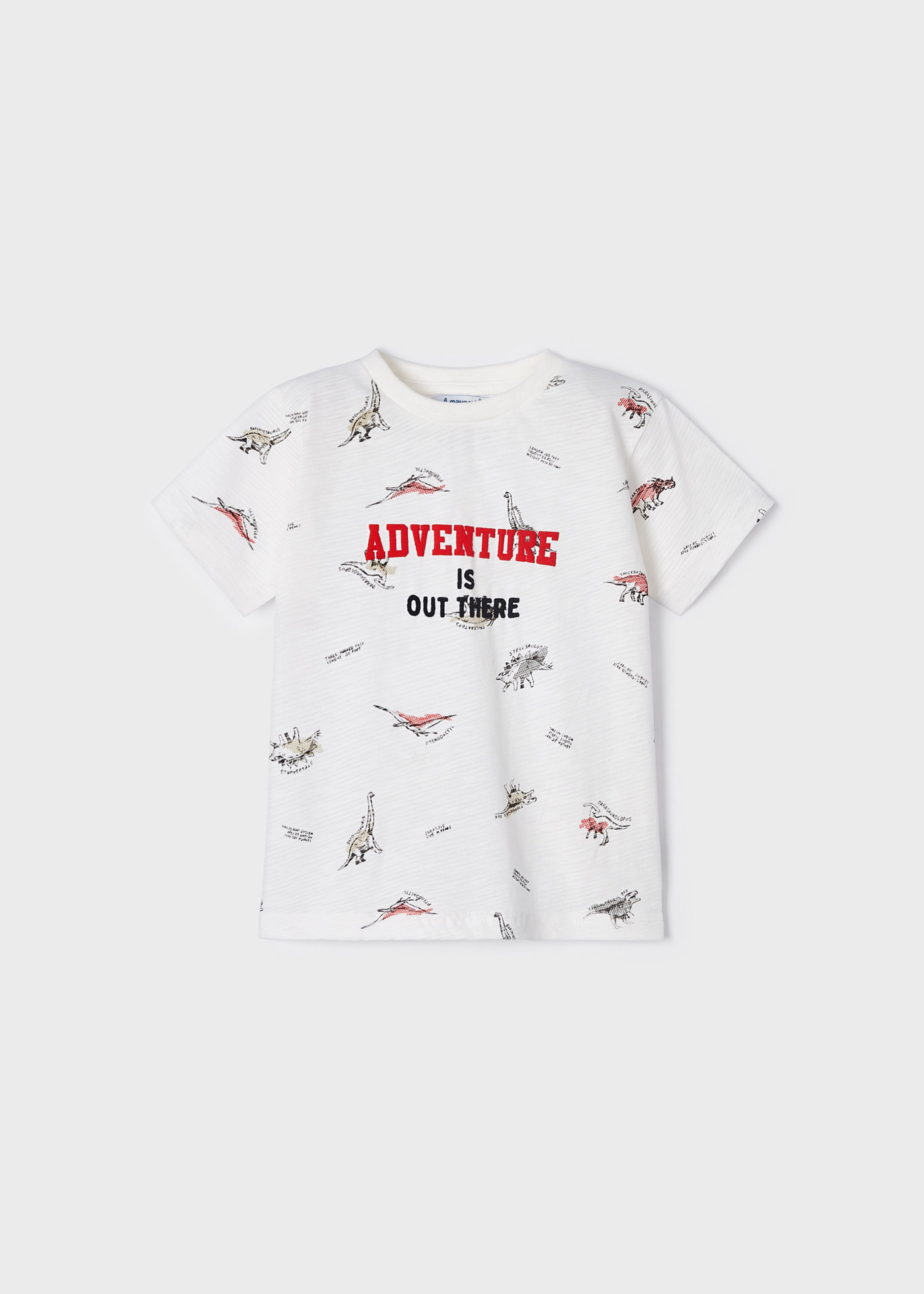 Camiseta estampada de manga curta para meninos, feita de algodão sustentável.