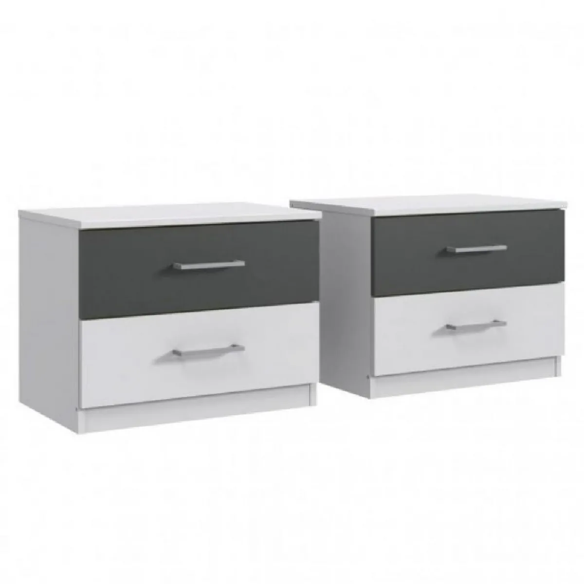 Inside 75 Lot 2 Tables de Chevet Angie - Blanc et Graphite