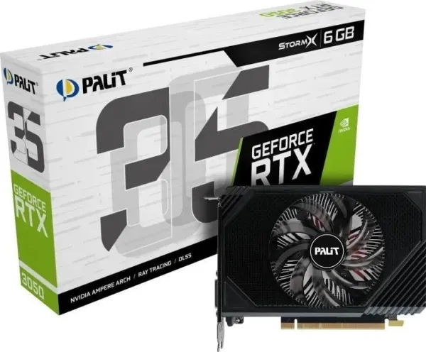 Palit GeForce RTX 3050 StormX 6GB - Grafikkort - GF RTX 3050 - 6 GB GDDR6 - PCIe 4.0 - HDMI, DisplayPort, DVI - boks