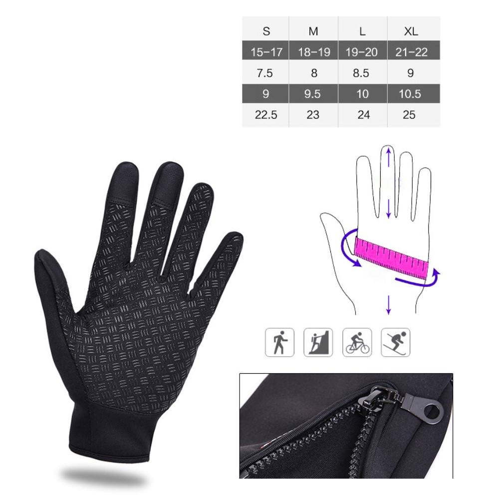 (1 Paar) Gr. L Wetterfeste Nylon Outdoor Touch Handschuhe - Schwarz