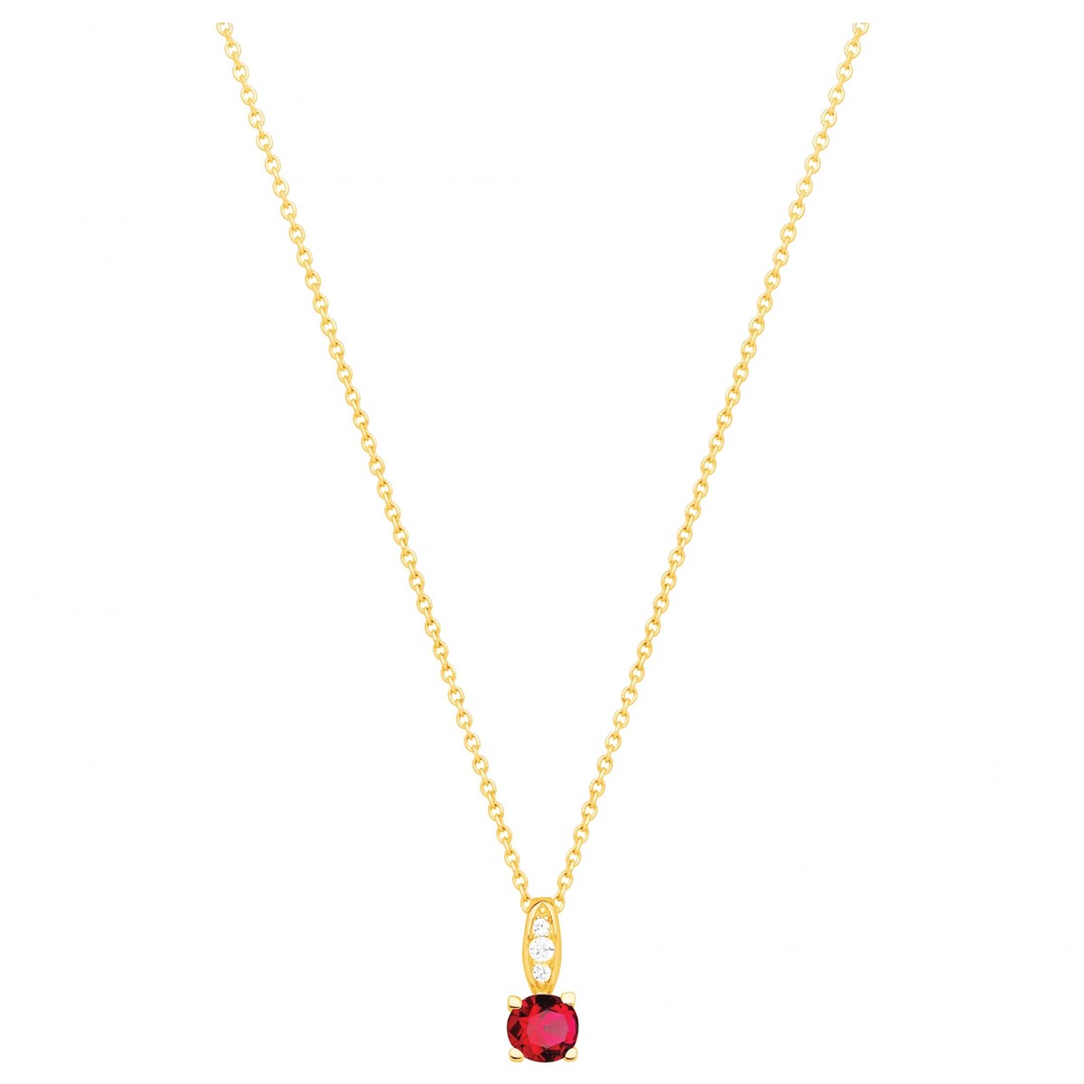 Collier en Plaqué Or avec spinelle rouge rubis