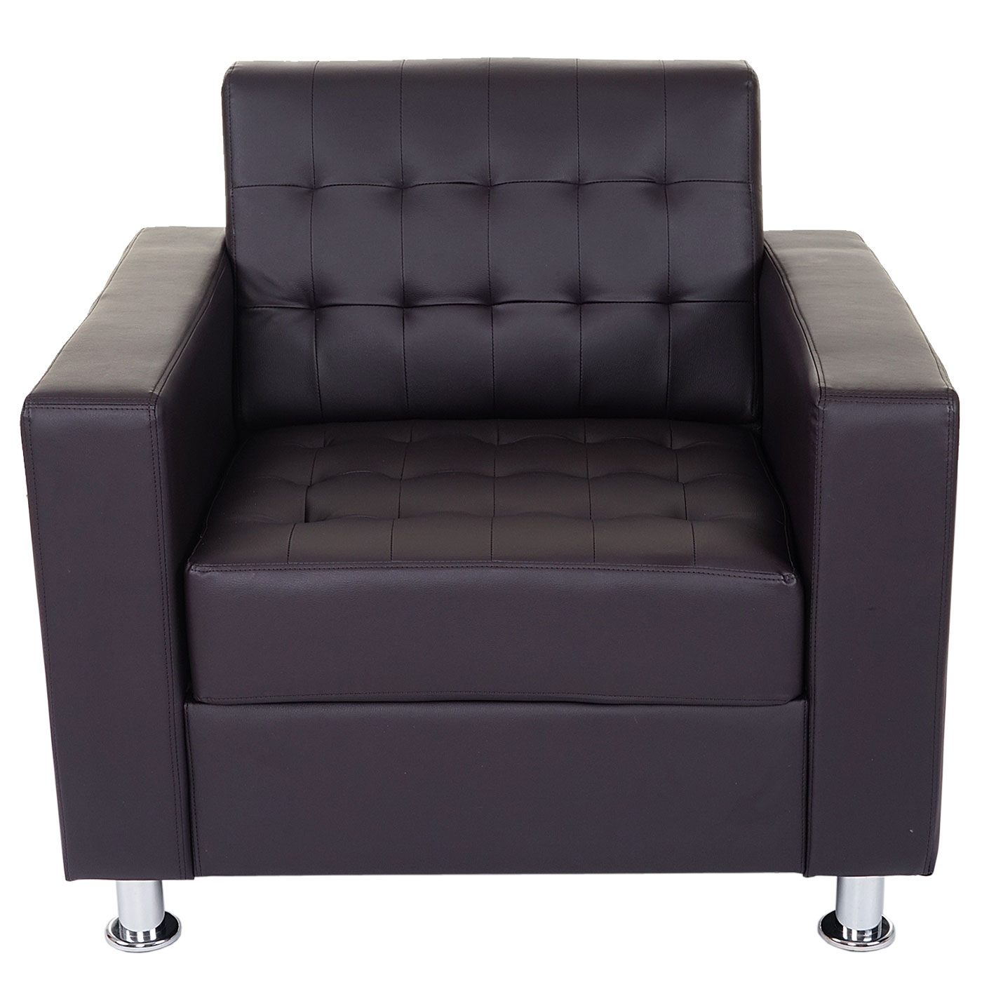 Sessel Pori, Clubsessel Loungesessel, Kunstleder, Metall-Füße ~ coffee