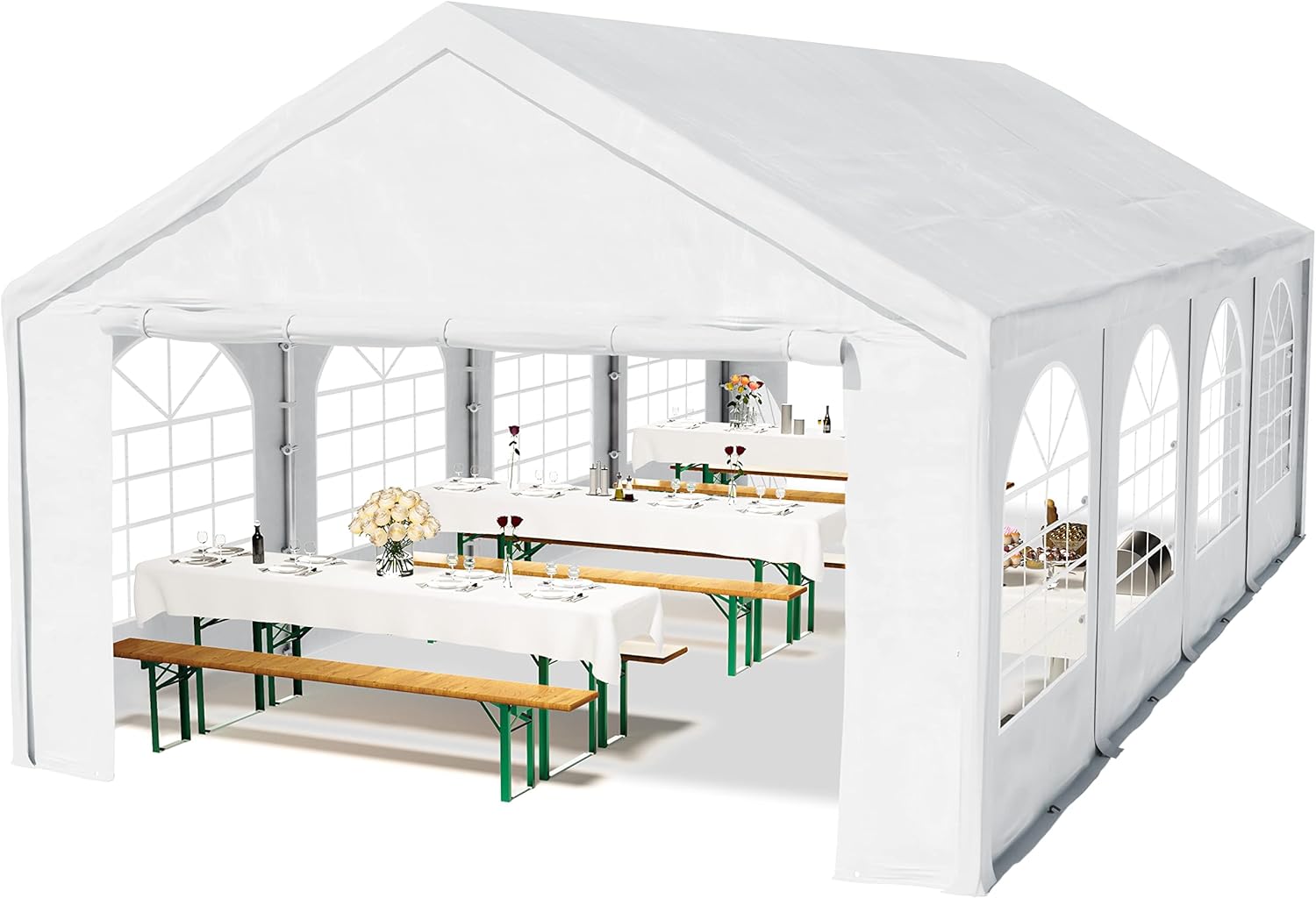 TOOLPORT Hochwertiges Partyzelt 4x8 m Pavillon Zelt PE Plane 450 N Gartenzelt Festzelt Wasserdicht weiß