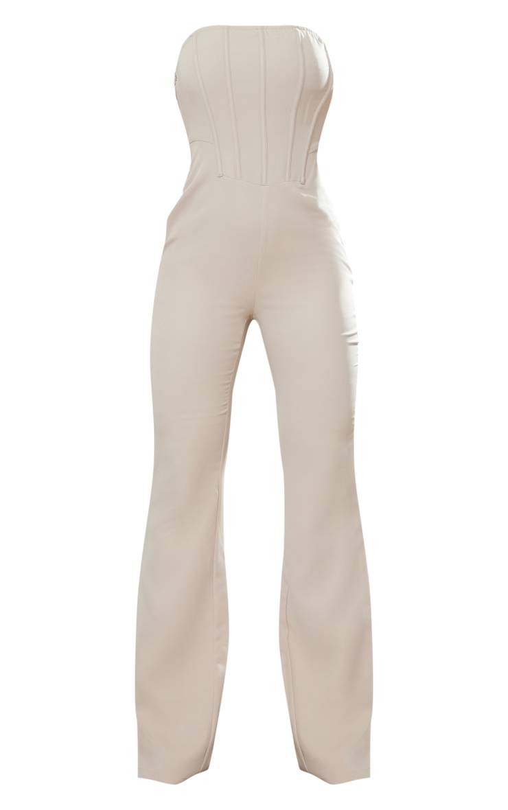 Gris Pierre Combinaison Évasée Bustier Corset