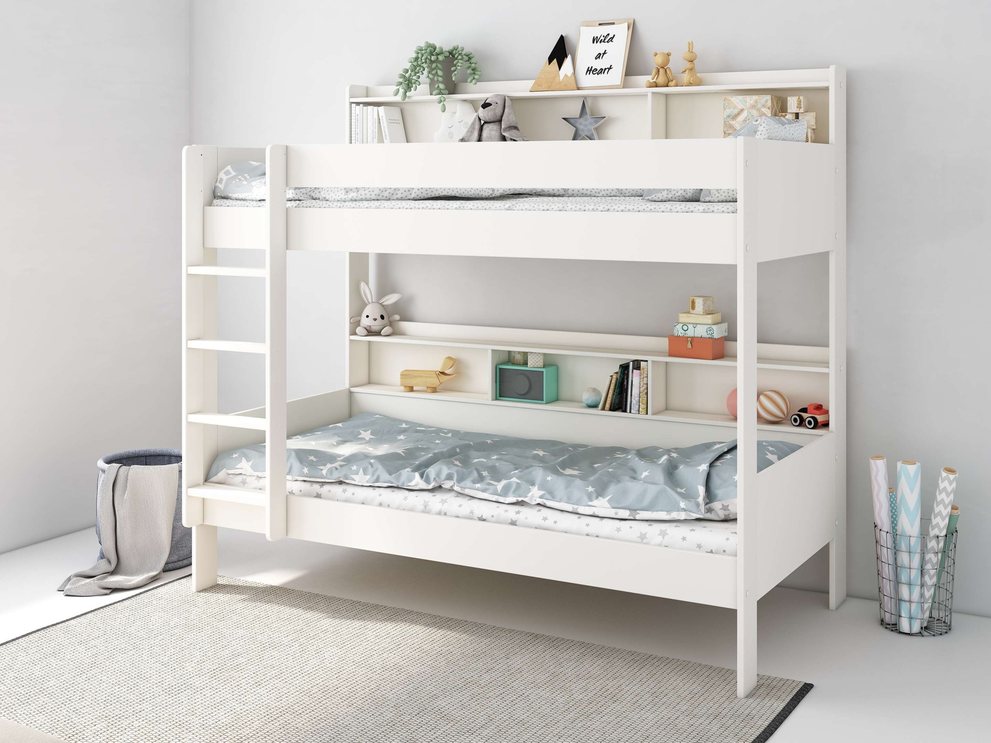 Lüttenhütt Etagenbett »JAIME, TOPSELLER! Stockbett, mit Regalen, Schublade optional« ca. 186x115x204 Höhe/Breite/Länge,  FSC® zertifiziertes Massivholz, viel Stauraum und Abstellfläche