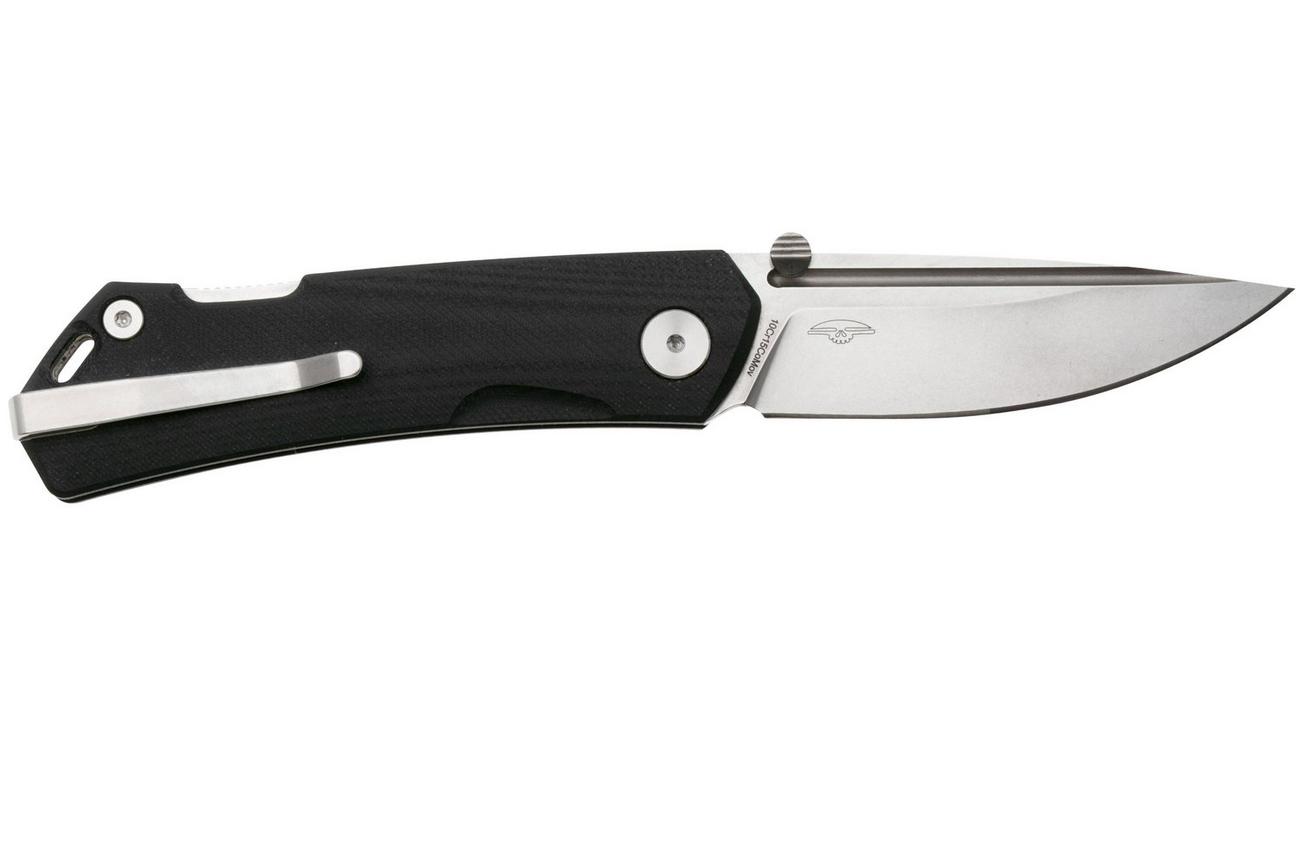 Real Steel Luna Maius 7091EB, 10Cr15CoMov, Black G10, zakmes, Poltergeist Design