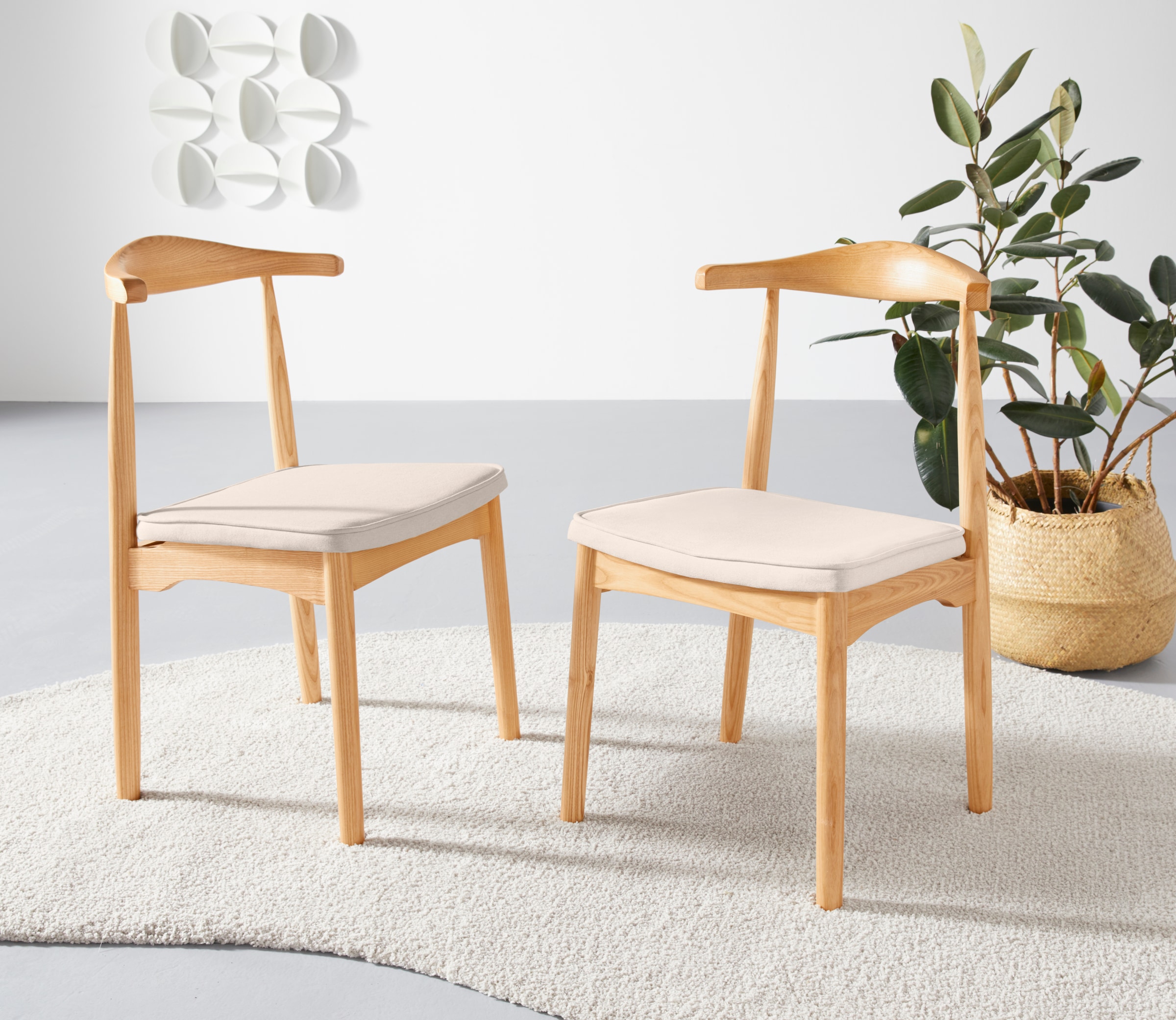 LeGer Home by Lena Gercke Esszimmerstuhl »Rianne, TOPSELLER!, OTTOs Choice« (Set) 2 Stk.Gestellrahmen aus massivem Eschenholz , Sitzfläche mit Webstoffkissen
