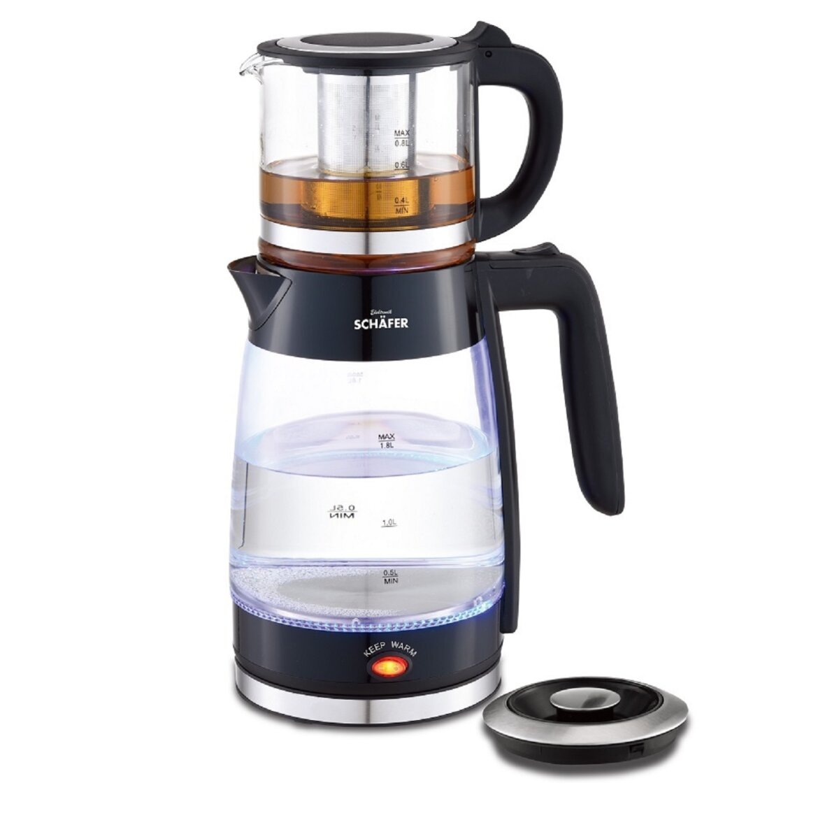 Glas-Teekocher 1,8/0,8 Liter 2200W Wasserkocher
