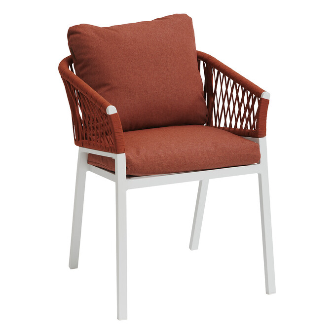 Ensemble table de jardin ronde + 8 fauteuils ORIENGO Acacia & Blanc