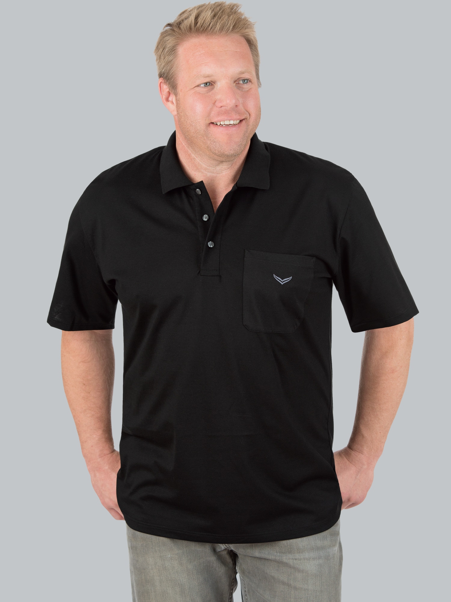 Poloshirt aus Single-Jersey Schwarz