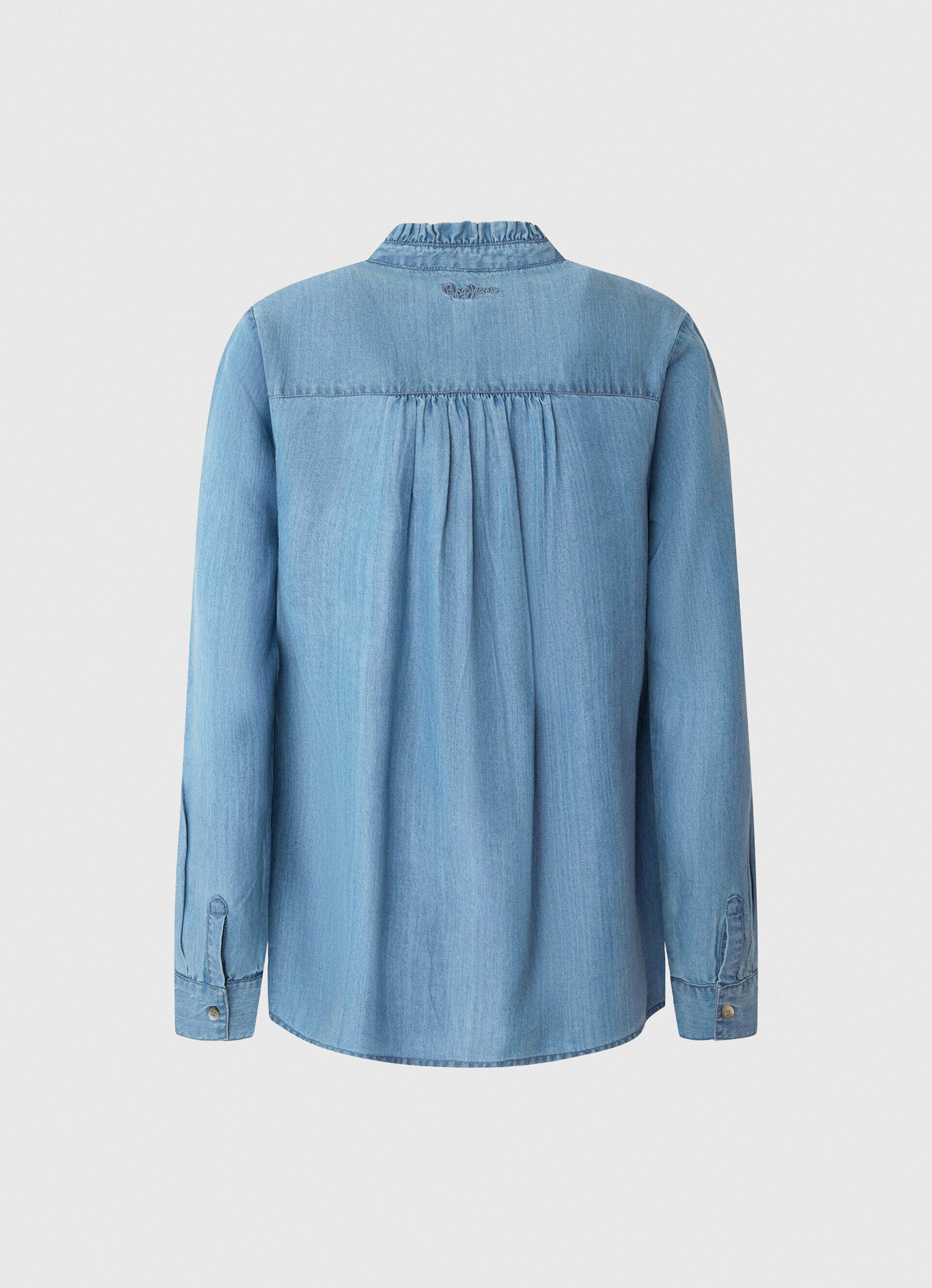 Camisa de corte regular com gola Mao - azul