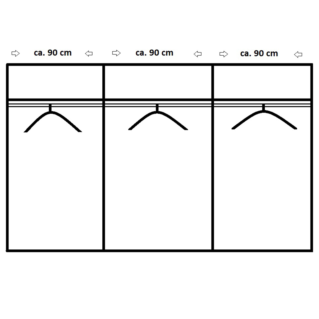 Schwebetürenschrank - alpinweiß - 271 cm