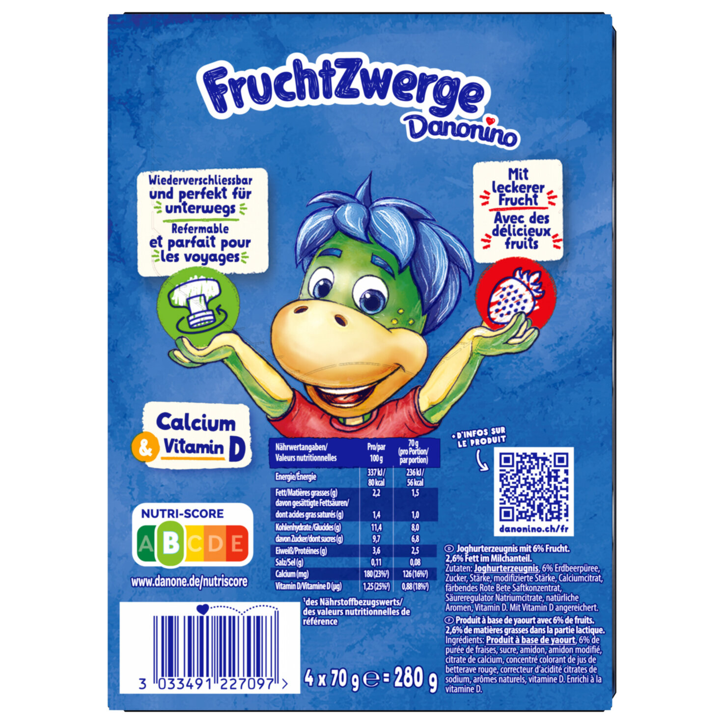 Danonino Quark Quetschbeutel Erdbeere 4x70g