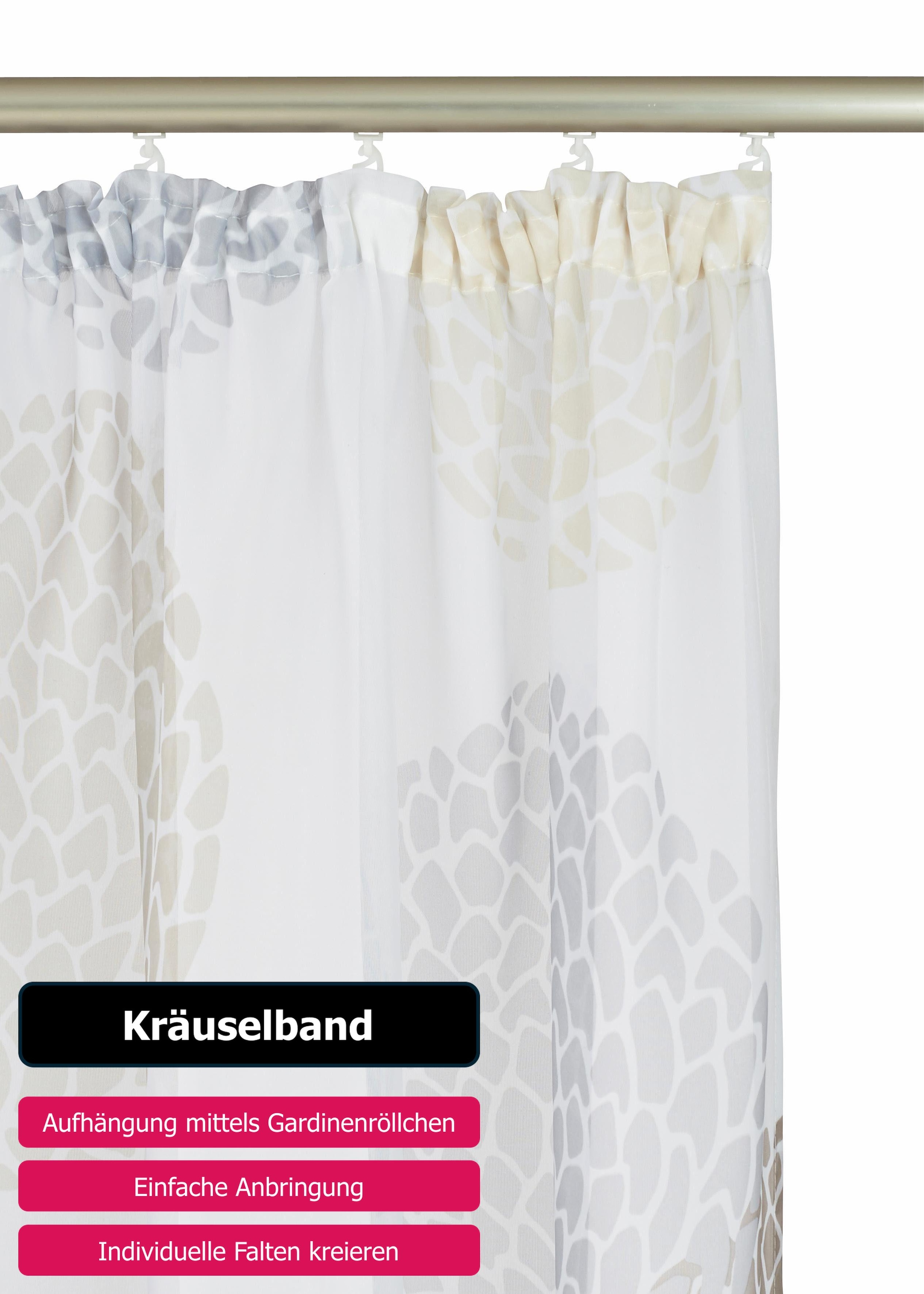 GOODproduct Gardine »Belem« Kräuselband 1 Stk. tlg. 1 bzw. 2 Schals, Vorhang, Fertiggardine, Kreise