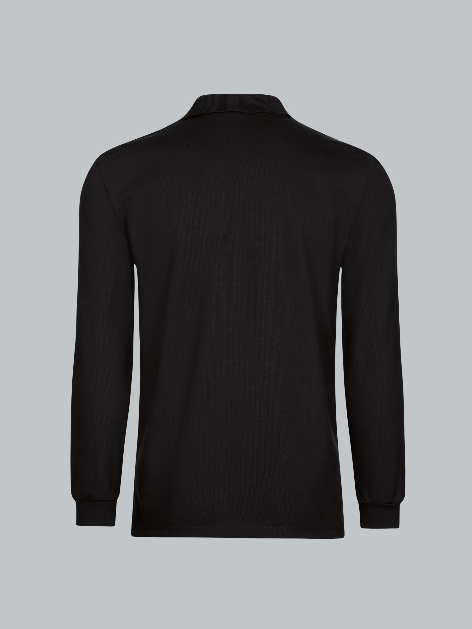 Langarm Poloshirt aus Baumwolle Schwarz
