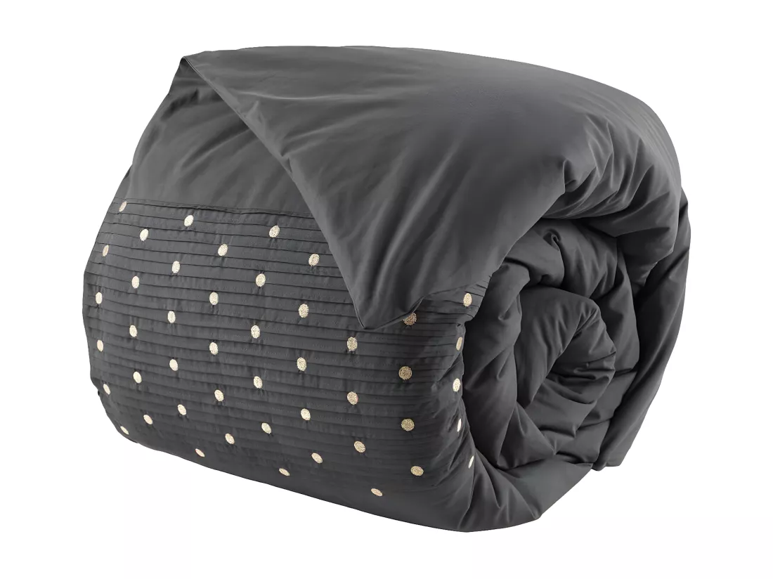 POLLY - Housse de Couette 260x240cm Coton Coloris Poivre
