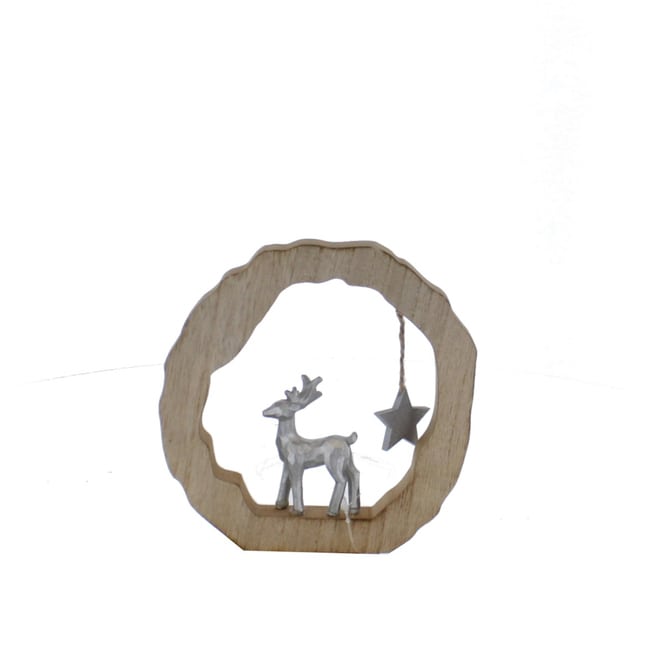 Baumring mit Hirsch und Stern - ca. 15 x 1,5 x 15 cm