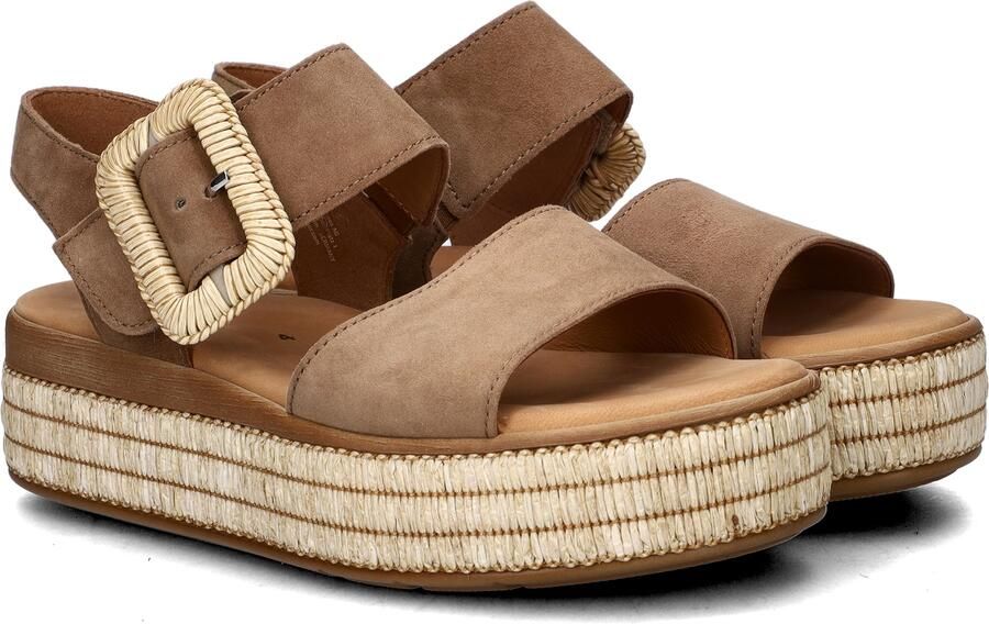 Gabor Dames Sandalen met hak 562 Taupe Suède Plateauzool