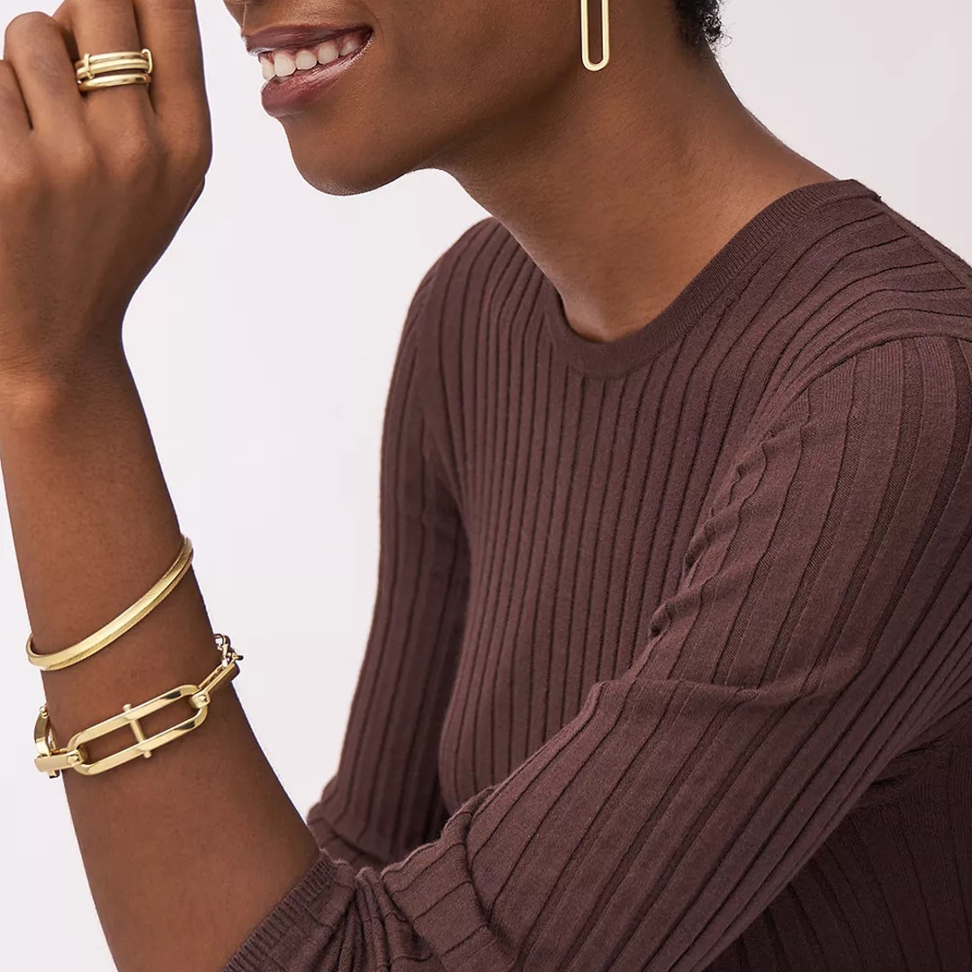 Fossil Hängeohrringe Heritage D-Link Glitz Goldig