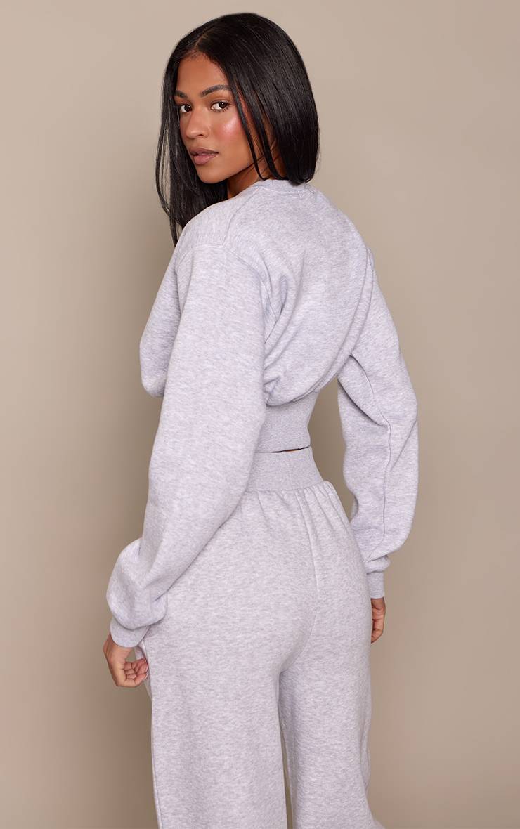 Gris Cendré Sweat-shirt Court Taille Haute