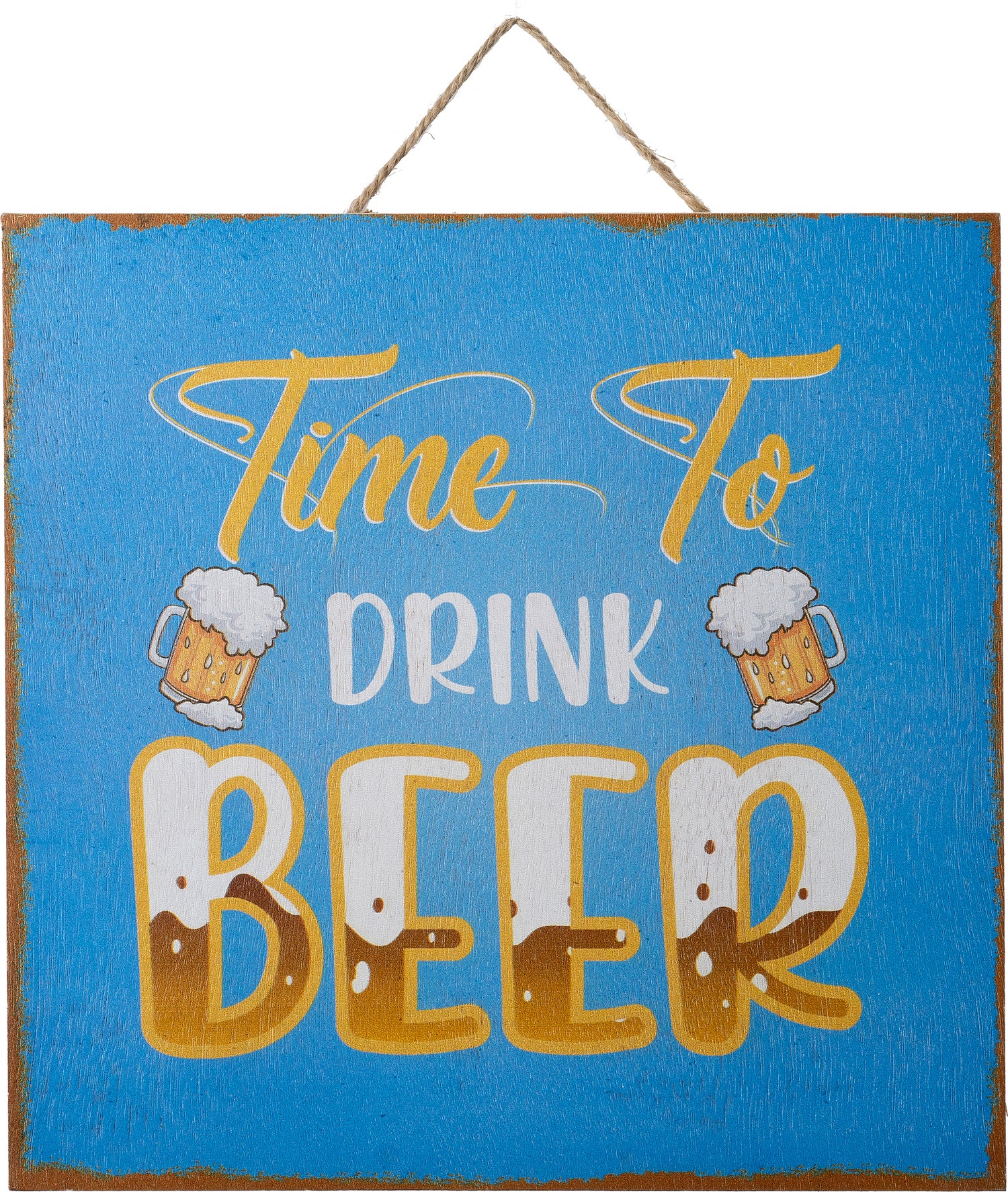 Intratuin tuin wandbord Bier geel / blauw 24 x 24 cm