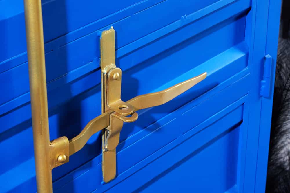 Design Barschrank Container GLOBETROTTER 180cm blau Weinregal Upcycling