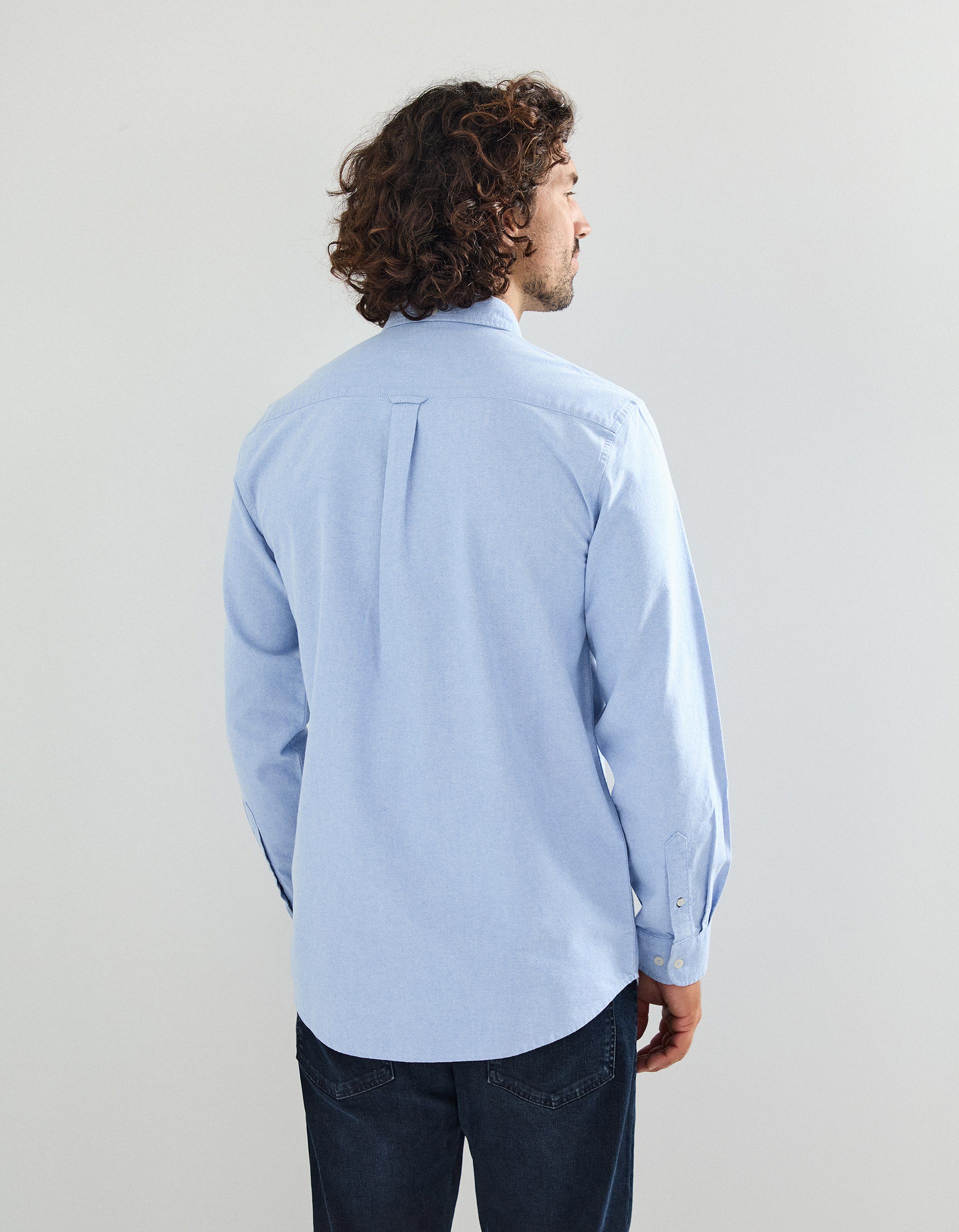 Camisa de Manga Comprida Oxford, Homem, Azul