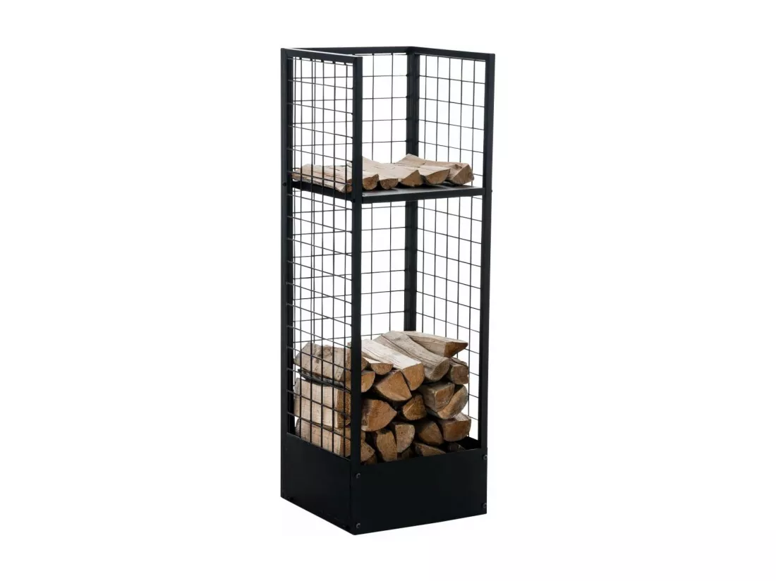Etagère bois de cheminée - Métal - 40 x 40 x 120cm - Noir - Forrest