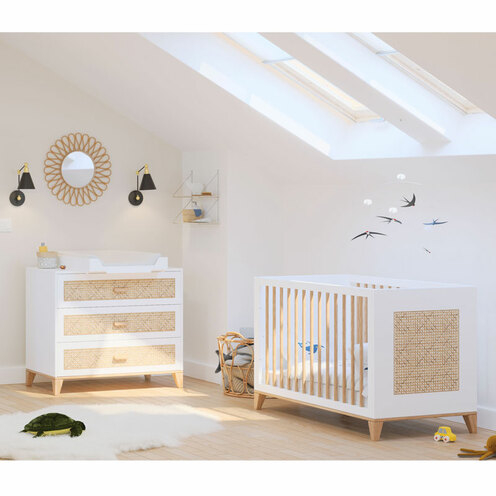 Chambre DUO Lit 60x120 Commode NAMI Neige - THEO
