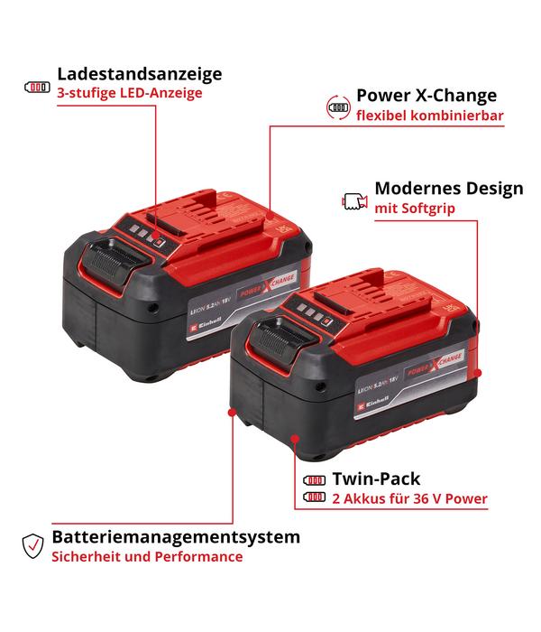 Einhell Akku 2x 18 V 5,2 Ah PXC-Twinpack