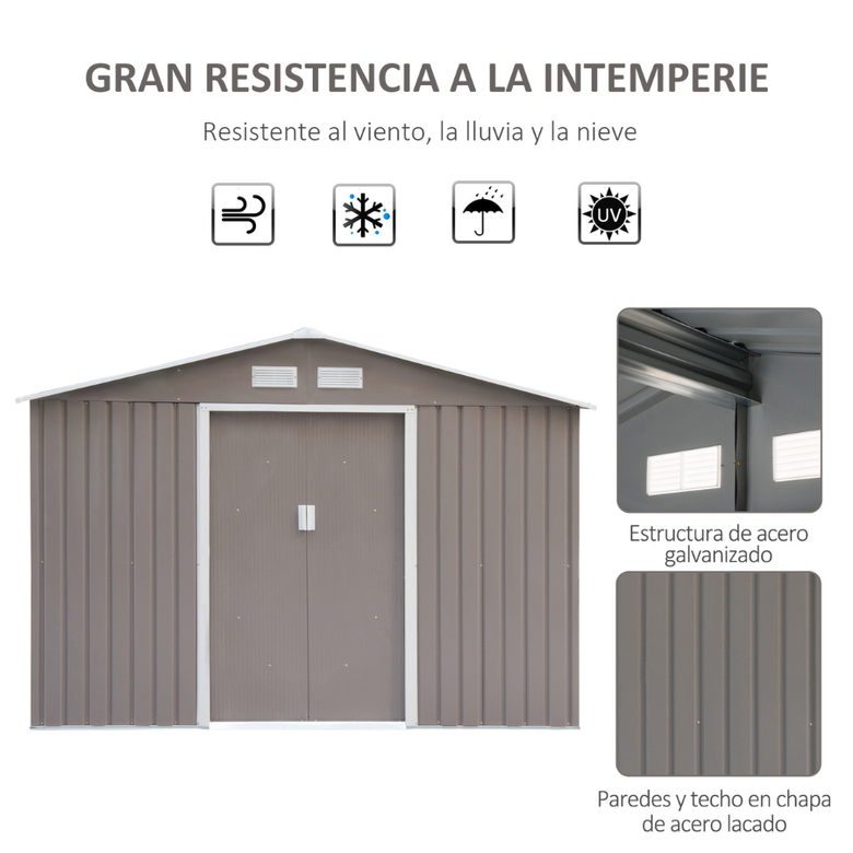 Casinha de jardim metálica Outsunny, cinza