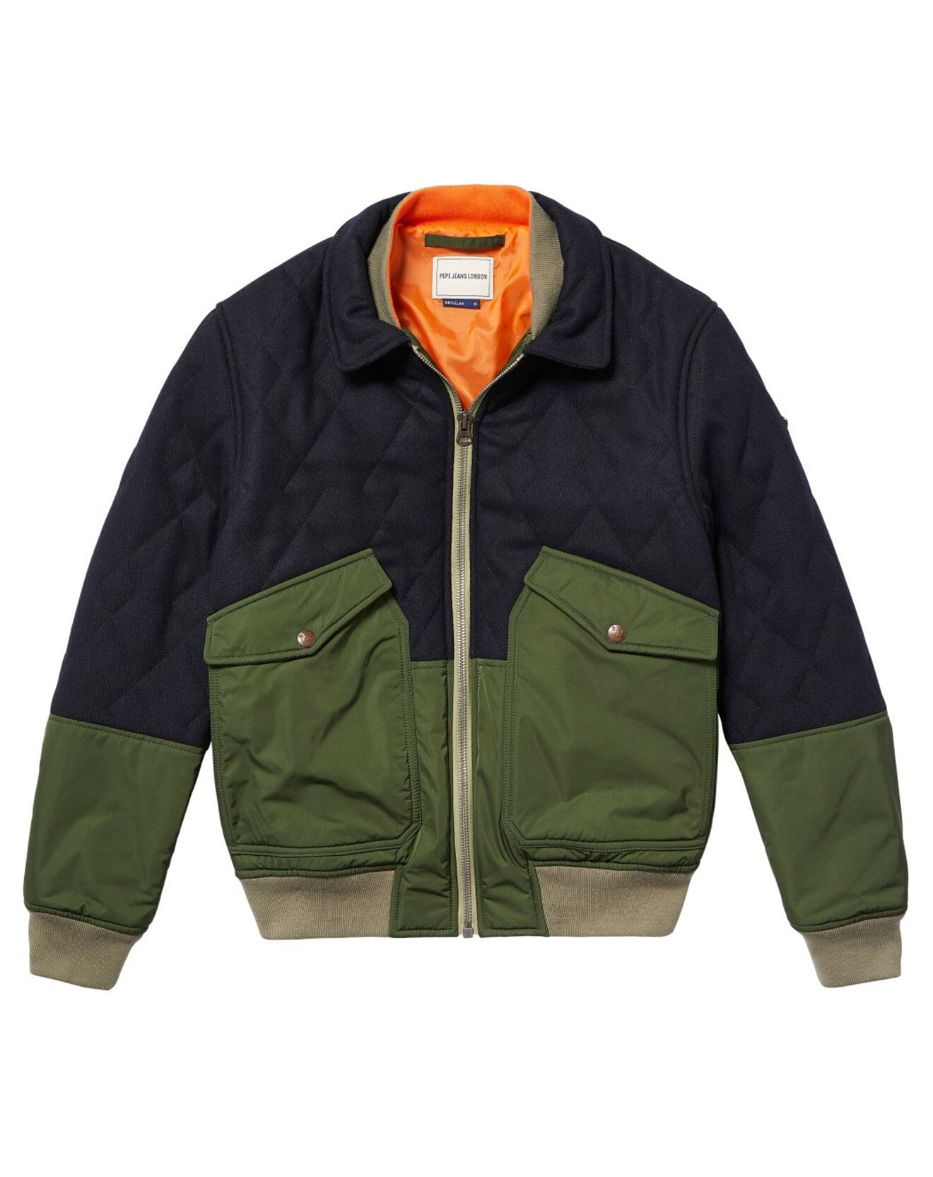 Pepe Jeans Veste Barron Mix bimatière kaki/marine