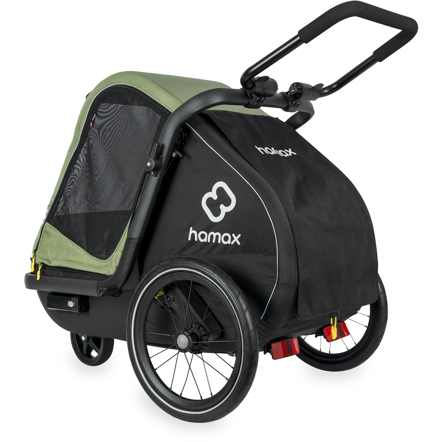 hamax Hundeanhänger mit Bett und Regenverdeck Pluto M greenblack